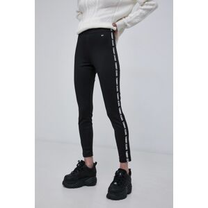 Legíny Tommy Jeans dámské, černá barva, s aplikací