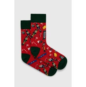 Ponožky John Frank pánské, červená barva