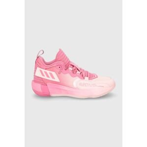 Boty adidas Performance růžová barva, na plochém podpatku