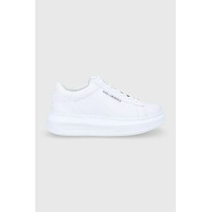 Kožené boty Karl Lagerfeld bílá barva, na platformě