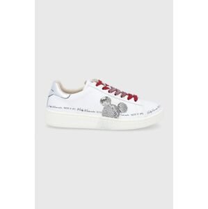 Kožené boty MOA Concept bílá barva, na plochém podpatku