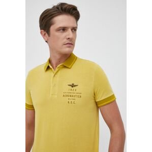 Polo tričko Aeronautica Militare pánské, žlutá barva, hladké