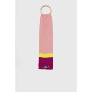 Dětský šátek z vlněné směsi Tommy Hilfiger růžová barva, vzorovaný