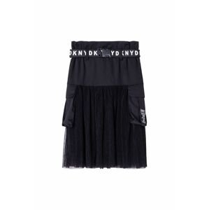 Dětská sukně Dkny černá barva, midi, áčková