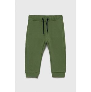 Dětské kalhoty United Colors of Benetton zelená barva, hladké