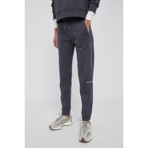 Kalhoty Calvin Klein Jeans dámské, šedá barva, s aplikací