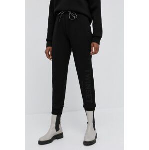 Kalhoty Twinset dámské, černá barva, s aplikací
