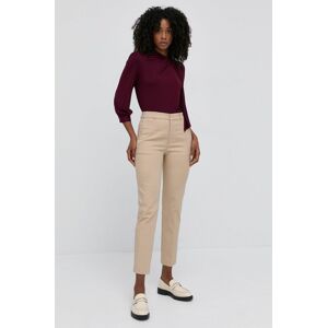 Kalhoty Lauren Ralph Lauren dámské, béžová barva, střih cargo, high waist