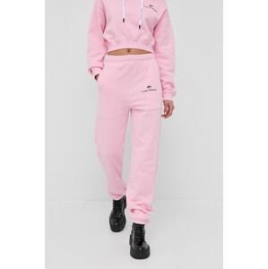 Bavlněné kalhoty Chiara Ferragni dámské, růžová barva, s aplikací