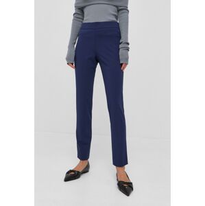 Kalhoty Stefanel dámské, tmavomodrá barva, jednoduché, high waist