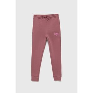Dětské kalhoty Hype růžová barva, s potiskem