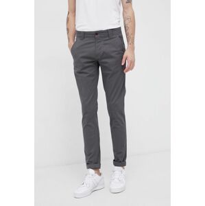Kalhoty Tommy Jeans pánské, šedá barva, přiléhavé