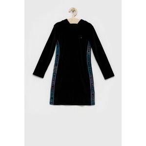 Dívčí šaty Tommy Hilfiger černá barva, mini, jednoduché