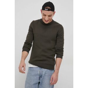 Bavlněný svetr Premium by Jack&Jones pánský, zelená barva, lehký