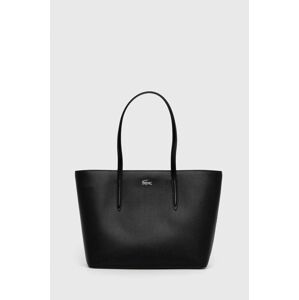 Kožená kabelka Lacoste černá barva