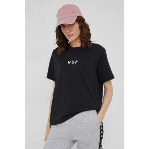 Bavlněné tričko HUF černá barva