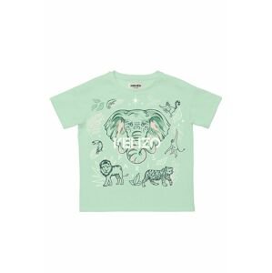 Dětské bavlněné tričko Kenzo Kids zelená barva