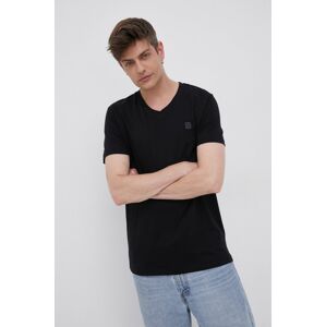 Bavlněné tričko Premium by Jack&Jones černá barva, hladké