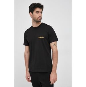 Bavlněné tričko LAMBORGHINI černá barva, s potiskem