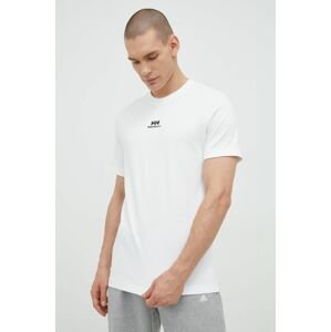 Bavlněné tričko Helly Hansen YU PATCH T-SHIRT bílá barva, s aplikací, 53391