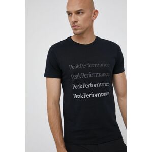Bavlněné tričko Peak Performance černá barva, s potiskem