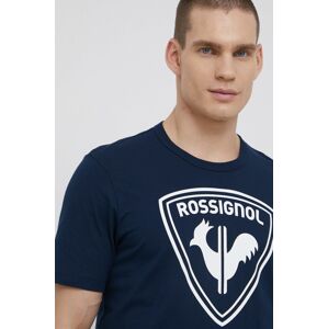Bavlněné tričko Rossignol tmavomodrá barva, s potiskem, RLKMY04