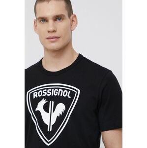 Bavlněné tričko Rossignol černá barva, s potiskem
