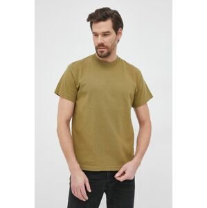 Bavlněné tričko Deus Ex Machina zelená barva, hladké