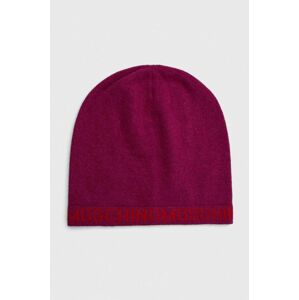 Vlněný klobouk Moschino fialová barva, z tenké pleteniny