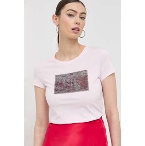 Bavlněné tričko Armani Exchange růžová barva
