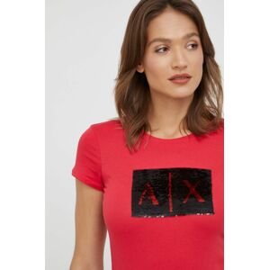 Bavlněné tričko Armani Exchange červená barva