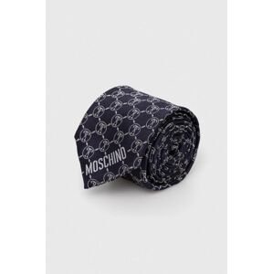 Hedvábná kravata Moschino tmavomodrá barva, M5725 55061