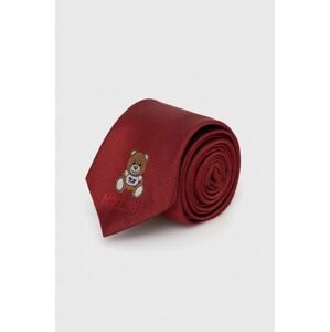 Hedvábná kravata Moschino červená barva
