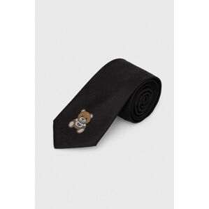 Hedvábná kravata Moschino černá barva