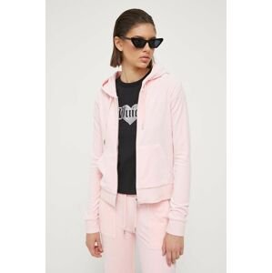 Mikina Juicy Couture Robertson dámská, růžová barva, s kapucí, hladká