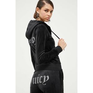 Mikina Juicy Couture dámská, černá barva, s kapucí, s aplikací