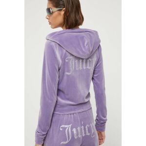 Mikina Juicy Couture Madison dámská, fialová barva, s kapucí, s aplikací