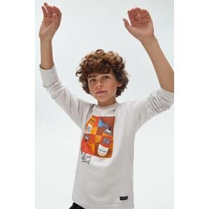 Dětská bavlněná košile s dlouhým rukávem Mayoral oranžová barva, s potiskem