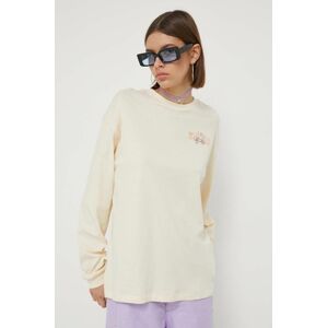 Bavlněné tričko s dlouhým rukávem Billabong béžová barva