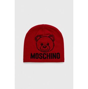 Čepice Moschino červená barva, z husté pleteniny