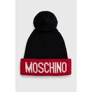 Vlněný klobouk Moschino červená barva, z tenké pleteniny