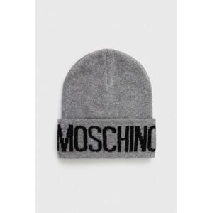 Vlněný klobouk Moschino šedá barva