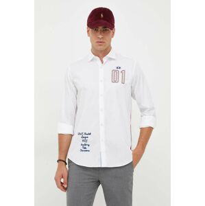 Košile La Martina pánská, bílá barva, regular, s italským límcem
