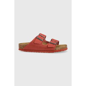 Semišové pantofle Birkenstock Arizona Corduroy dámské, červená barva, 1026102