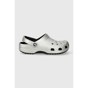 Pantofle Crocs Classic Metallic Clog dámské, stříbrná barva, 205831