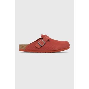 Semišové pantofle Birkenstock Boston Corduroy pánské, červená barva, 1025645