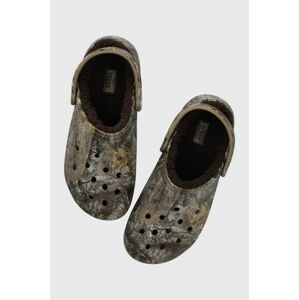 Pantofle Crocs Classic Lined Realtree Edge Clog pánské, hnědá barva, 205377