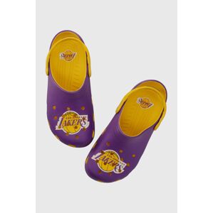 Pantofle Crocs NBA Los Angeles Lakers Classic Clog fialová barva, 208650