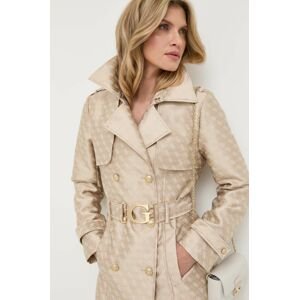 Kabát Guess dámský, béžová barva, přechodný, dvouřadový