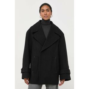 Vlněný kabát Victoria Beckham černá barva, přechodný, dvouřadový